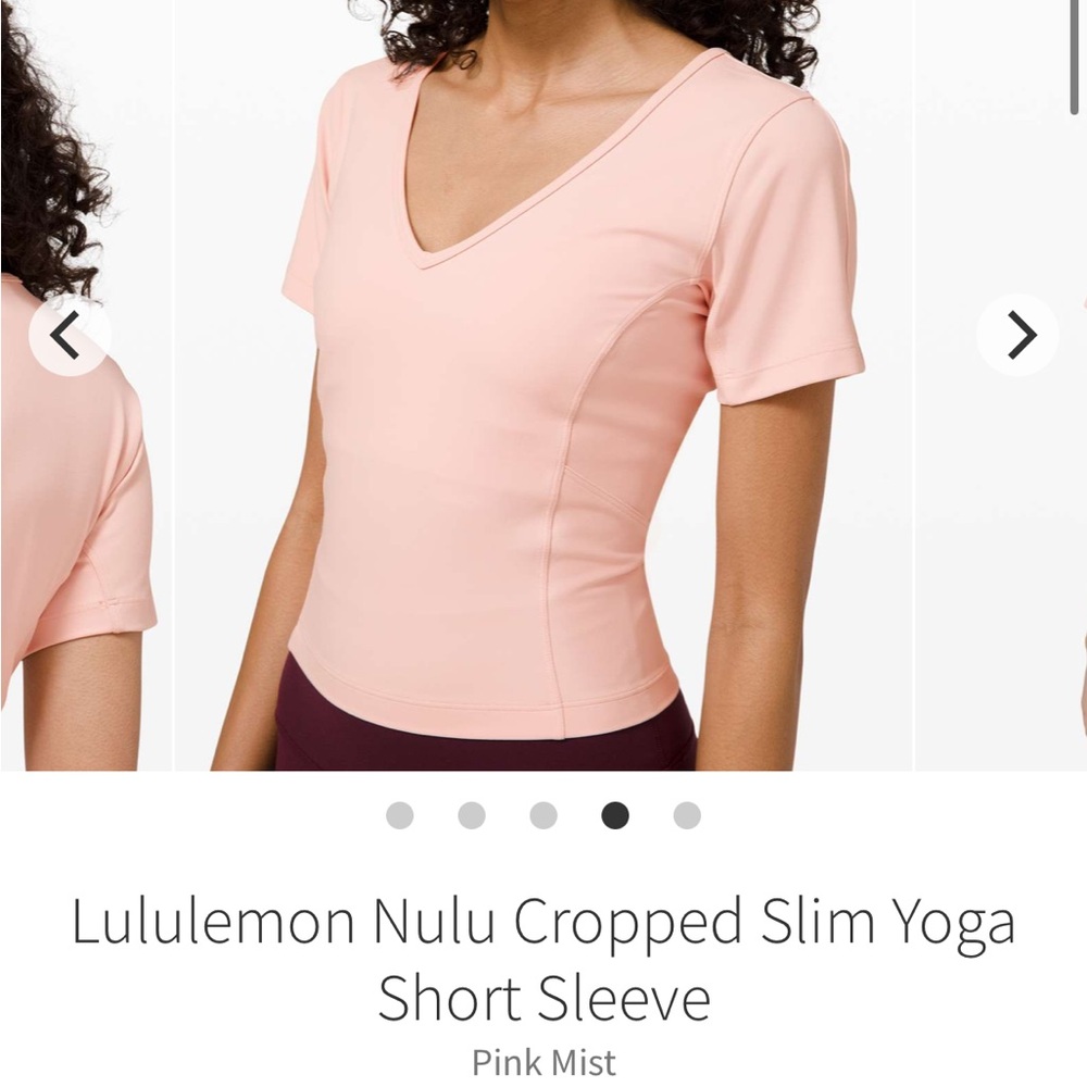 lululemon nulu cropped slim yoga short sleeve - pink mist size 4 crop top